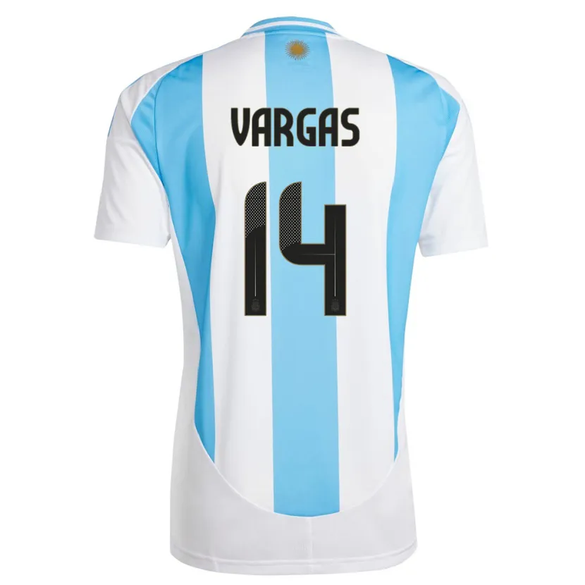 Danxen Femme Maillot Argentine Agustina Vargas #14 Blanc Bleu Tenues Domicile 24-26 T-Shirt