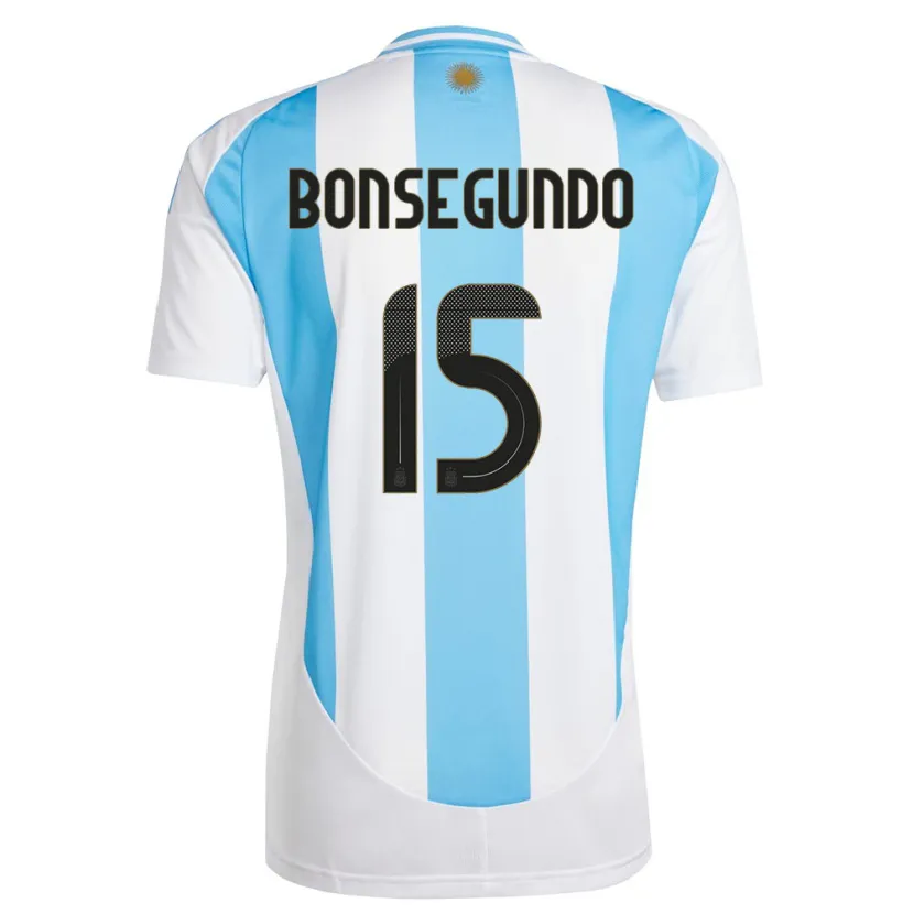 Danxen Femme Maillot Argentine Florencia Bonsegundo #15 Blanc Bleu Tenues Domicile 24-26 T-Shirt