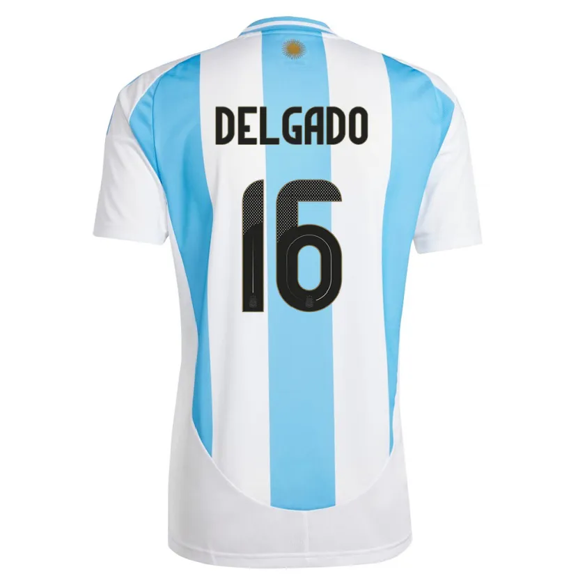 Danxen Femme Maillot Argentine Marina Delgado #16 Blanc Bleu Tenues Domicile 24-26 T-Shirt