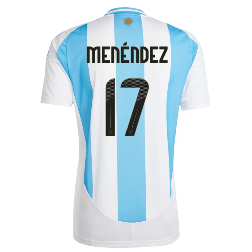 Danxen Femme Maillot Argentine Milagros Menendez #17 Blanc Bleu Tenues Domicile 24-26 T-Shirt