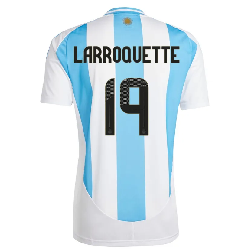 Danxen Femme Maillot Argentine Mariana Larroquette #19 Blanc Bleu Tenues Domicile 24-26 T-Shirt