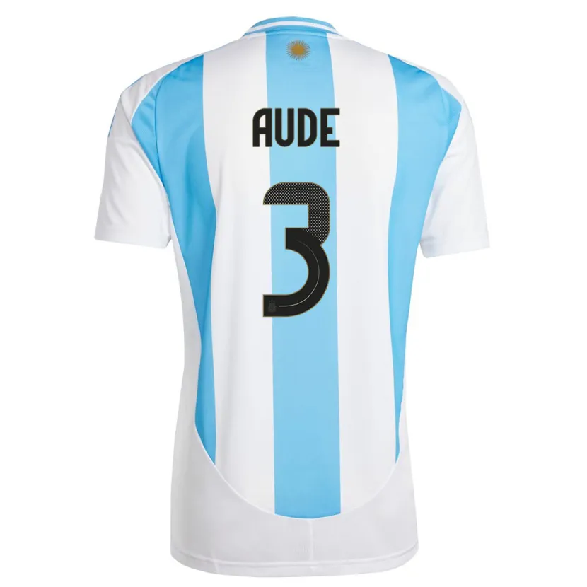 Danxen Femme Maillot Argentine Julian Aude #3 Blanc Bleu Tenues Domicile 24-26 T-Shirt