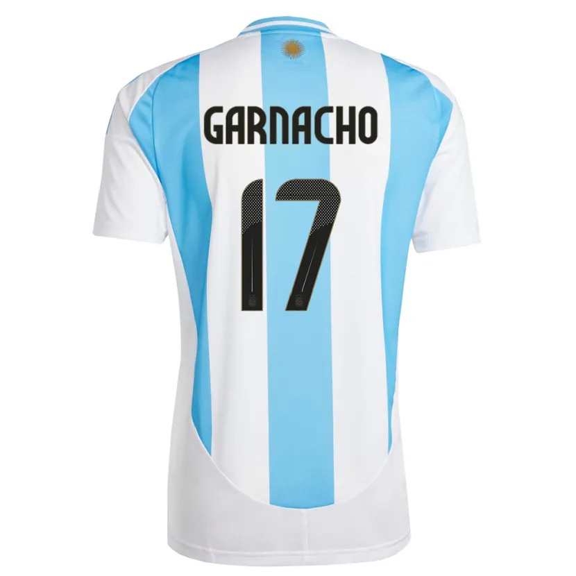 Danxen Femme Maillot Argentine Alejandro Garnacho #17 Blanc Bleu Tenues Domicile 24-26 T-Shirt
