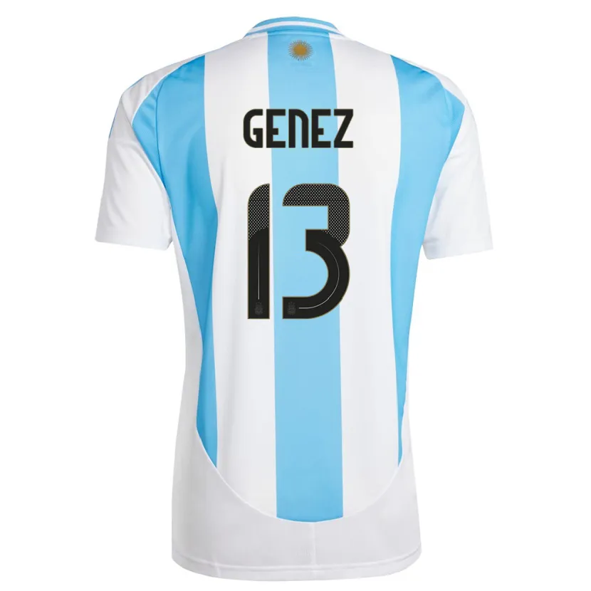 Danxen Femme Maillot Argentine Nahuel Genez #13 Blanc Bleu Tenues Domicile 24-26 T-Shirt