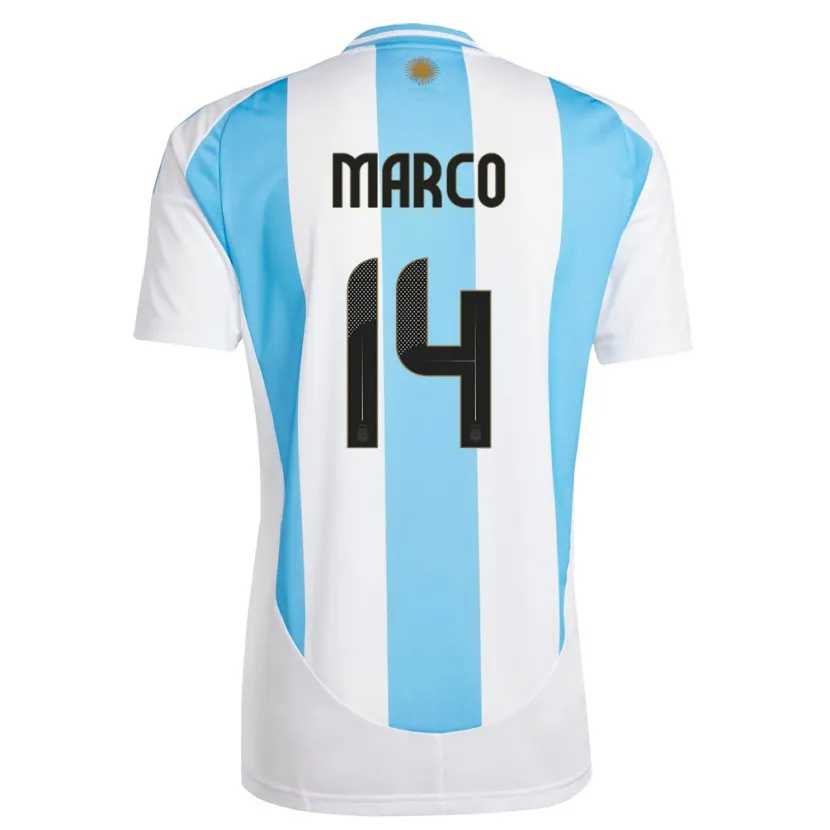 Danxen Femme Maillot Argentine Francisco Marco #14 Blanc Bleu Tenues Domicile 24-26 T-Shirt