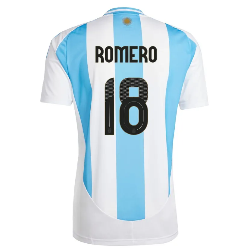Danxen Femme Maillot Argentine Luka Romero #18 Blanc Bleu Tenues Domicile 24-26 T-Shirt