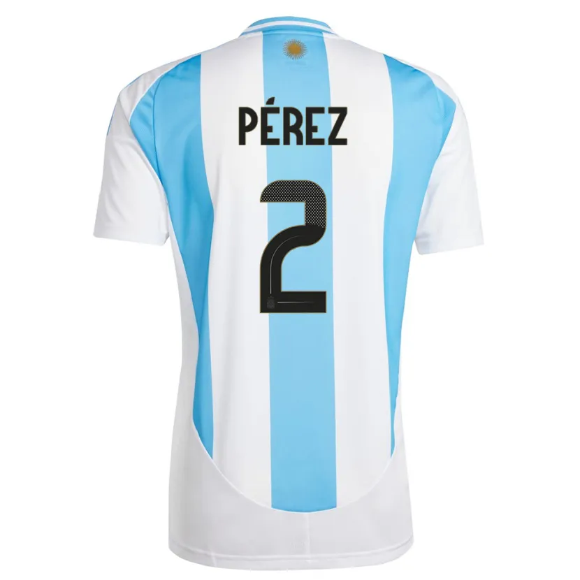 Danxen Femme Maillot Argentine Nehuen Perez #2 Blanc Bleu Tenues Domicile 24-26 T-Shirt