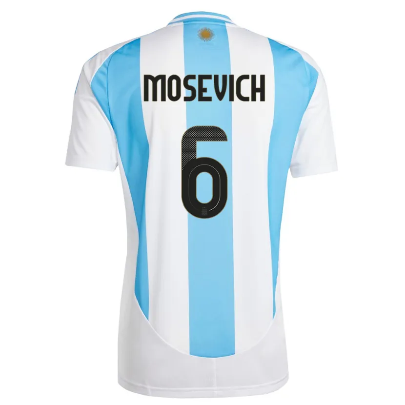 Danxen Femme Maillot Argentine Leonel Mosevich #6 Blanc Bleu Tenues Domicile 24-26 T-Shirt