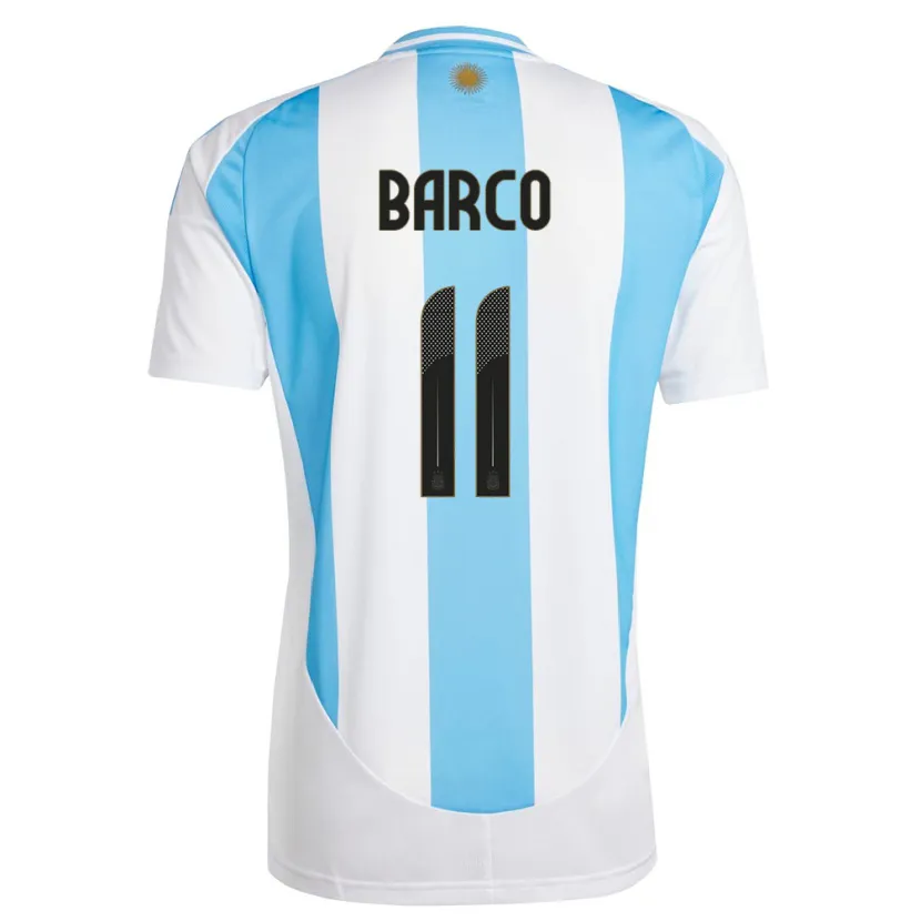 Danxen Femme Maillot Argentine Ezequiel Barco #11 Blanc Bleu Tenues Domicile 24-26 T-Shirt