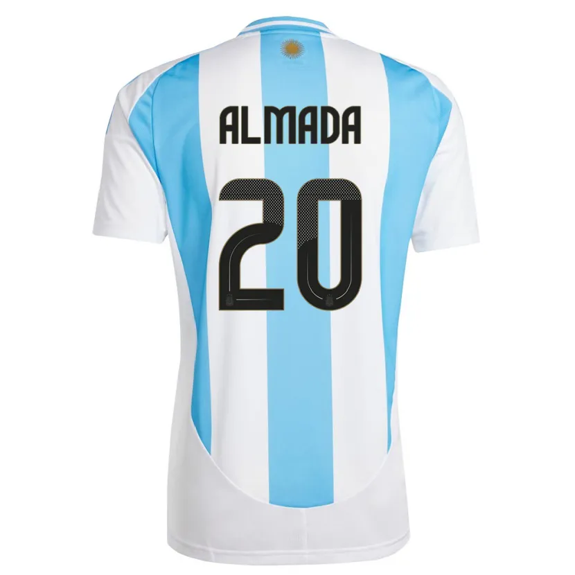 Danxen Femme Maillot Argentine Thiago Almada #20 Blanc Bleu Tenues Domicile 24-26 T-Shirt