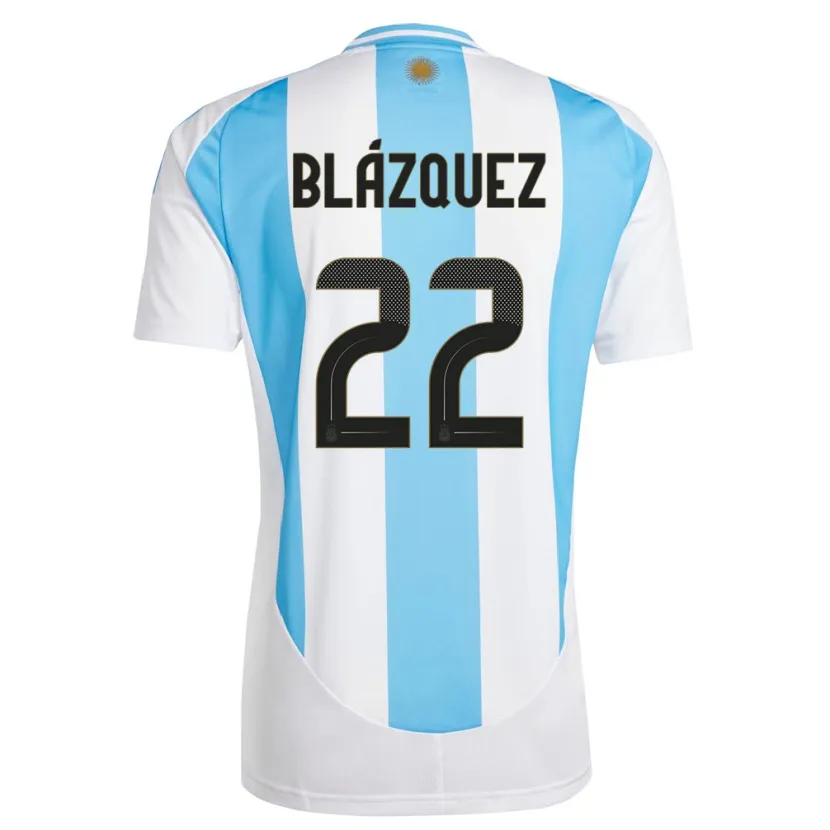 Danxen Femme Maillot Argentine Joaquin Blazquez #22 Blanc Bleu Tenues Domicile 24-26 T-Shirt
