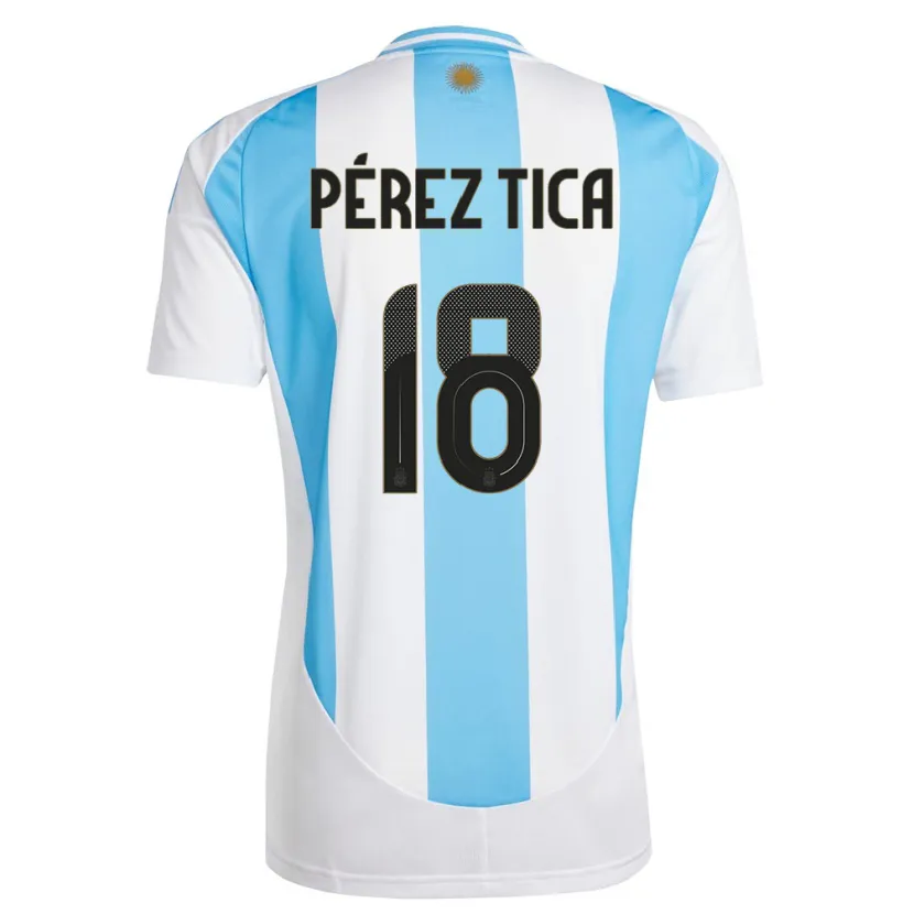 Danxen Femme Maillot Argentine Jeremias Perez Tica #18 Blanc Bleu Tenues Domicile 24-26 T-Shirt