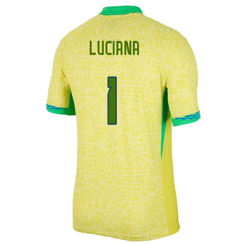 Danxen Femme Maillot Brésil Luciana #1 Jaune Tenues Domicile 24-26 T-Shirt