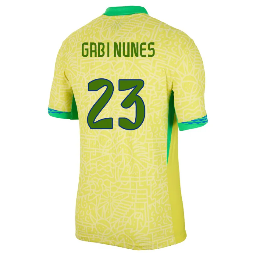 Danxen Femme Maillot Brésil Gabi Nunes #23 Jaune Tenues Domicile 24-26 T-Shirt