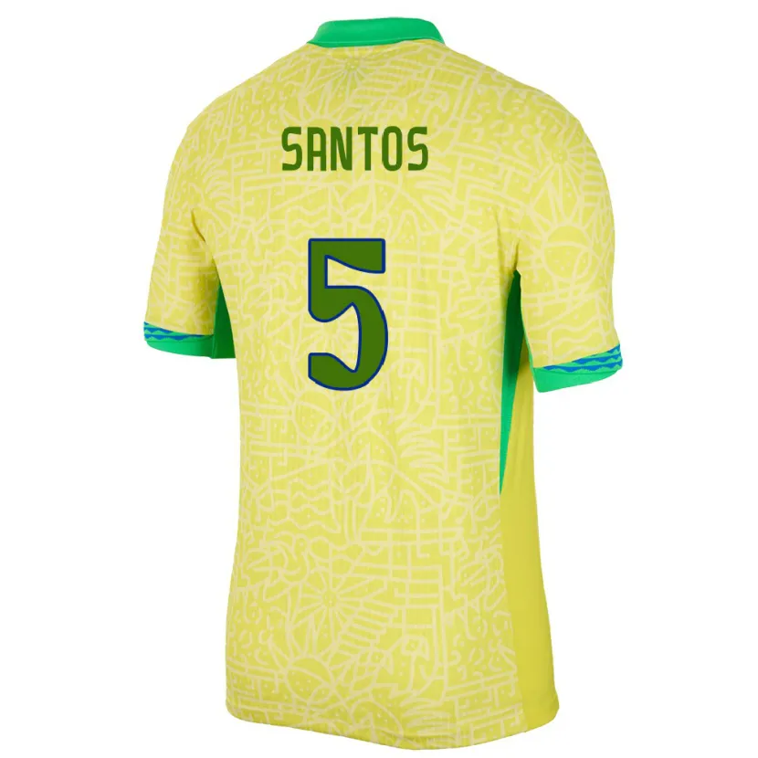Danxen Femme Maillot Brésil Andrey Santos #5 Jaune Tenues Domicile 24-26 T-Shirt