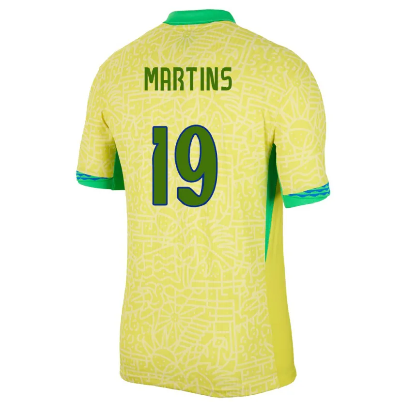 Danxen Femme Maillot Brésil Matheus Martins #19 Jaune Tenues Domicile 24-26 T-Shirt