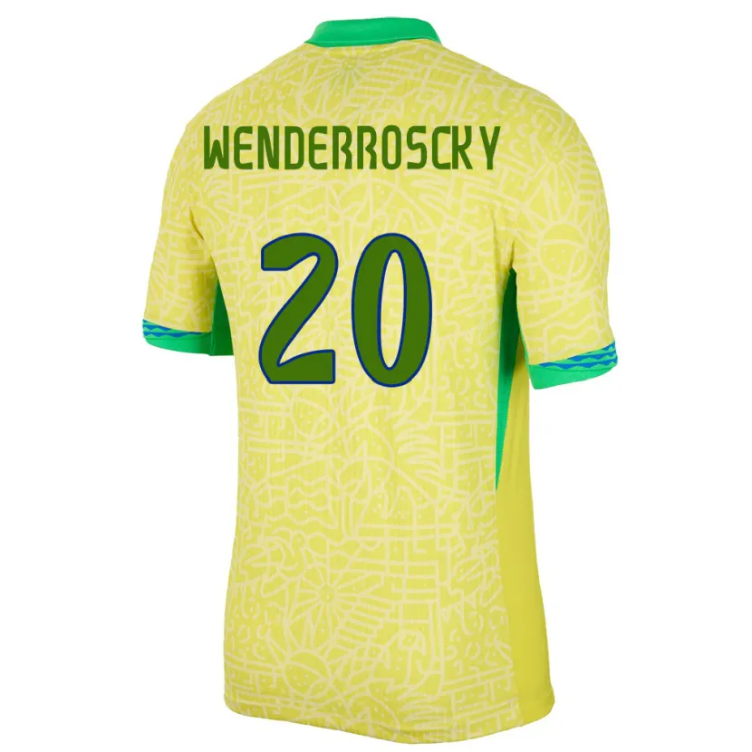 Danxen Femme Maillot Brésil Arthur Wenderroscky #20 Jaune Tenues Domicile 24-26 T-Shirt