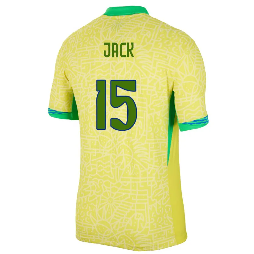 Danxen Femme Maillot Brésil Fellipe Jack #15 Jaune Tenues Domicile 24-26 T-Shirt