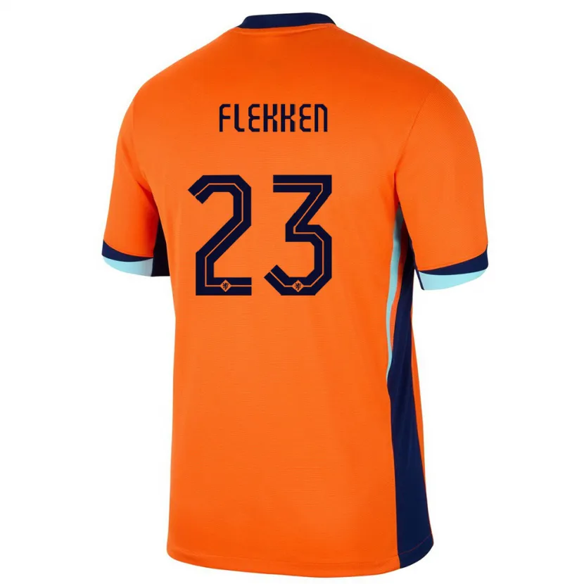 Danxen Femme Maillot Pays-Bas Mark Flekken #23 Orange Tenues Domicile 24-26 T-Shirt