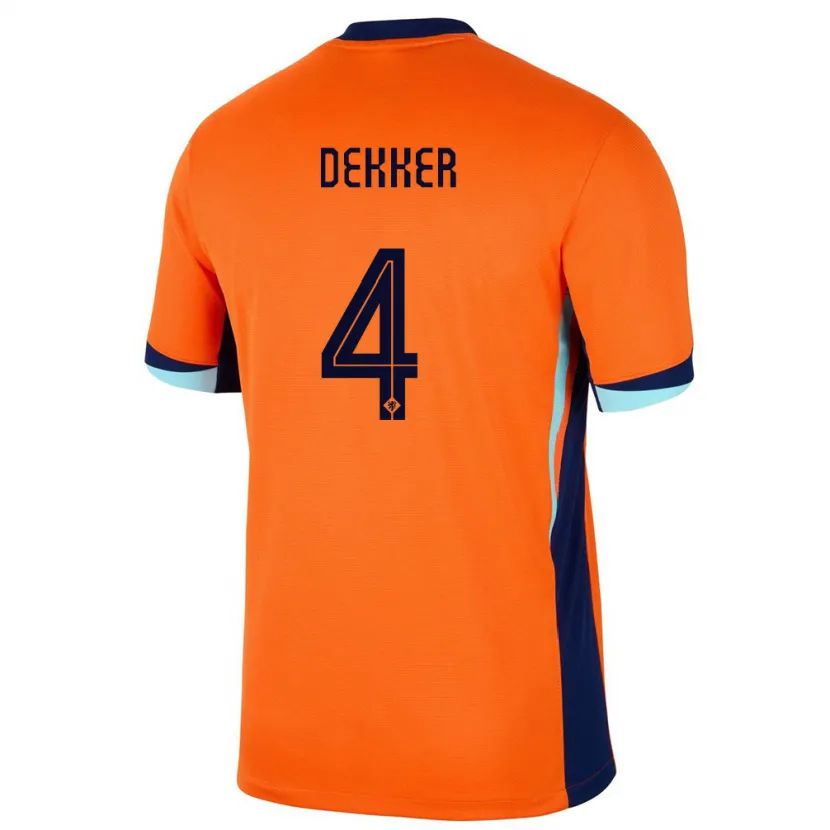 Danxen Femme Maillot Pays-Bas Maxim Dekker #4 Orange Tenues Domicile 24-26 T-Shirt