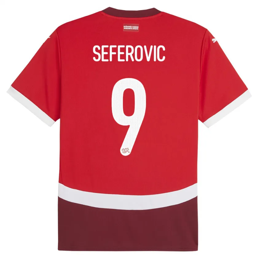 Danxen Femme Maillot Suisse Haris Seferovic #9 Rouge Tenues Domicile 24-26 T-Shirt
