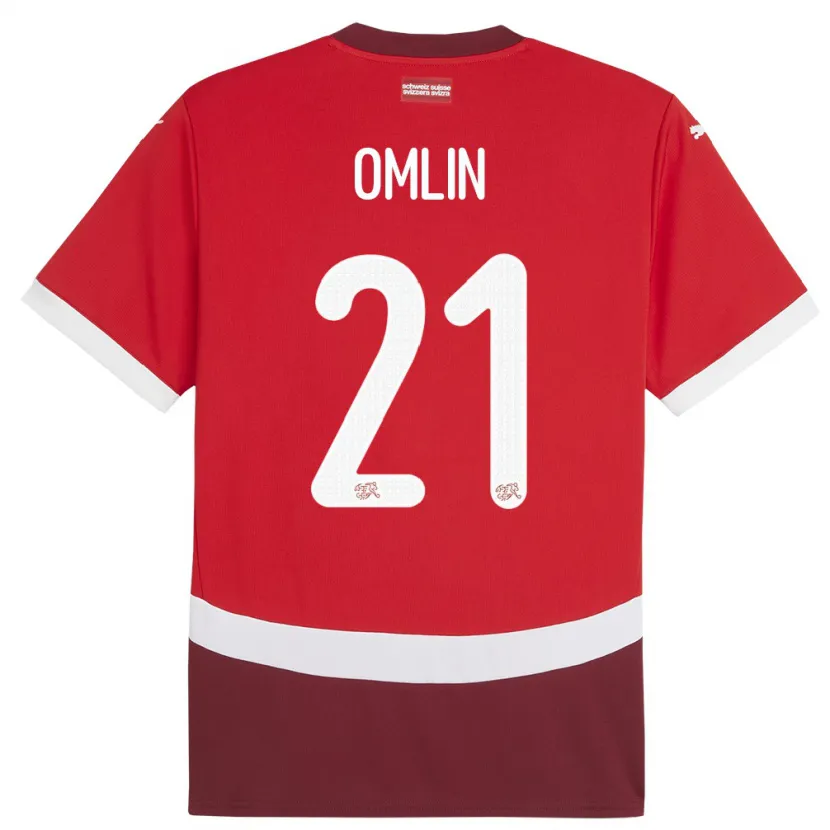 Danxen Femme Maillot Suisse Jonas Omlin #21 Rouge Tenues Domicile 24-26 T-Shirt