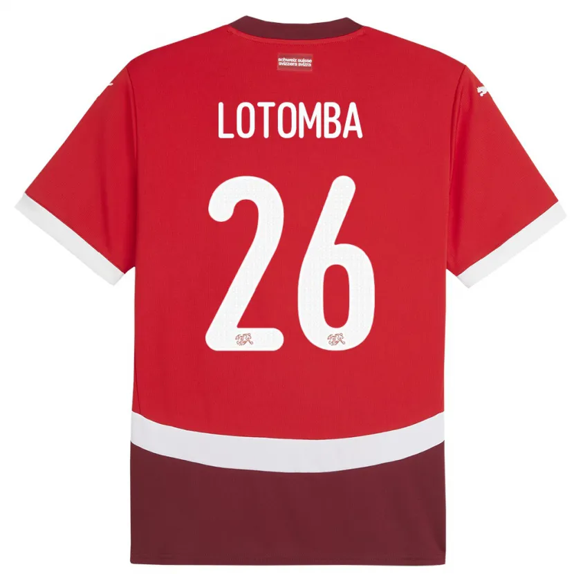 Danxen Femme Maillot Suisse Jordan Lotomba #26 Rouge Tenues Domicile 24-26 T-Shirt