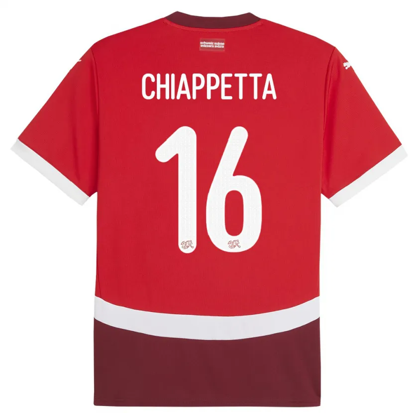Danxen Femme Maillot Suisse Carmine Chiappetta #16 Rouge Tenues Domicile 24-26 T-Shirt