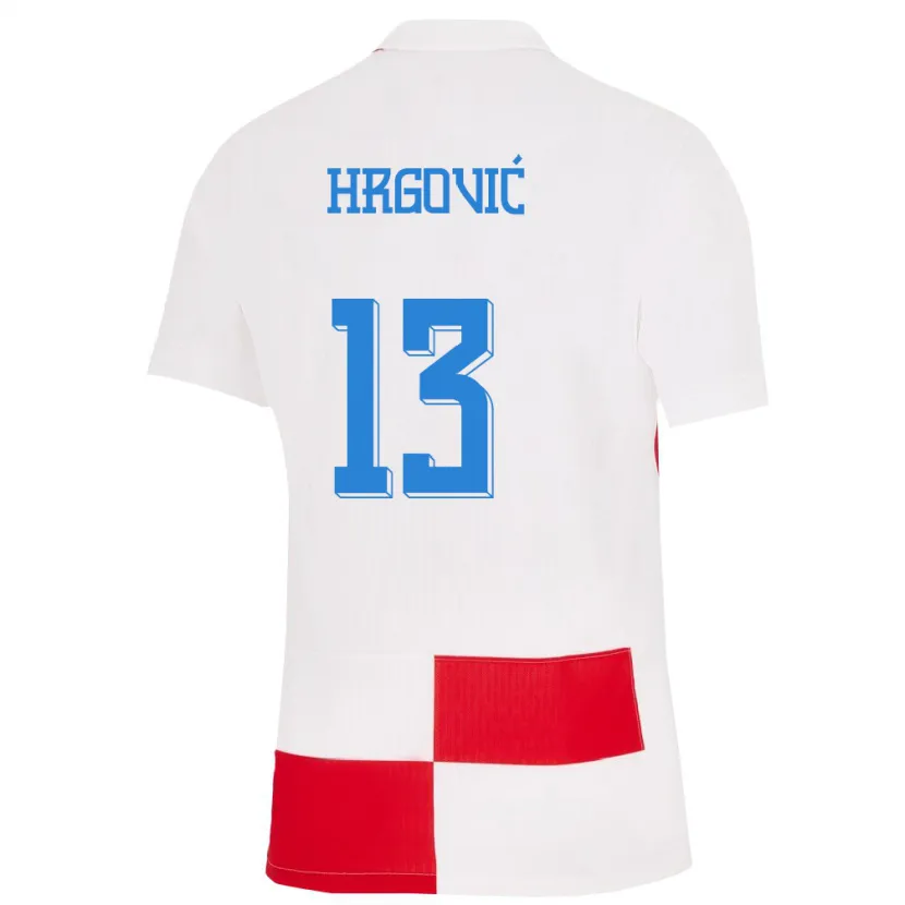 Danxen Femme Maillot Croatie Simun Hrgovic #13 Blanc Rouge Tenues Domicile 24-26 T-Shirt