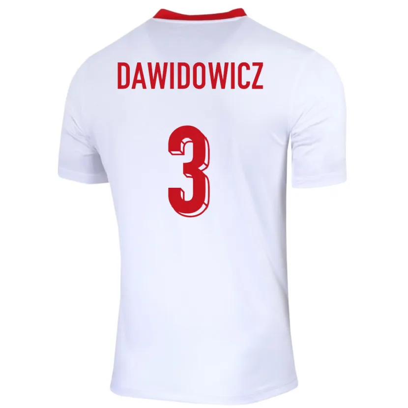 Danxen Femme Maillot Pologne Pawel Dawidowicz #3 Blanc Tenues Domicile 24-26 T-Shirt