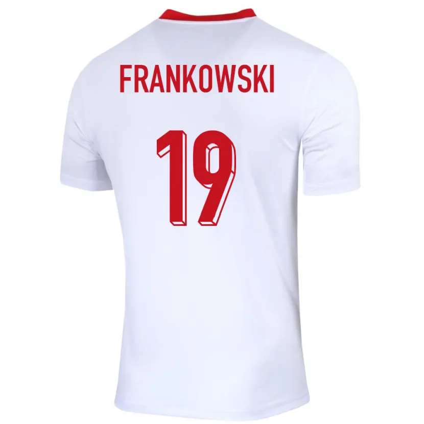Danxen Femme Maillot Pologne Przemyslaw Frankowski #19 Blanc Tenues Domicile 24-26 T-Shirt