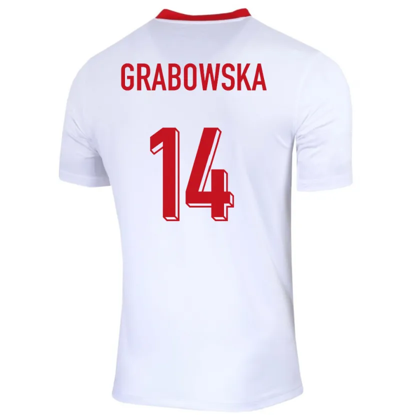 Danxen Femme Maillot Pologne Dominika Grabowska #14 Blanc Tenues Domicile 24-26 T-Shirt