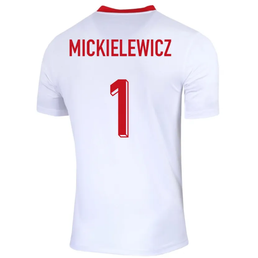 Danxen Femme Maillot Pologne Aleksander Mickielewicz #1 Blanc Tenues Domicile 24-26 T-Shirt
