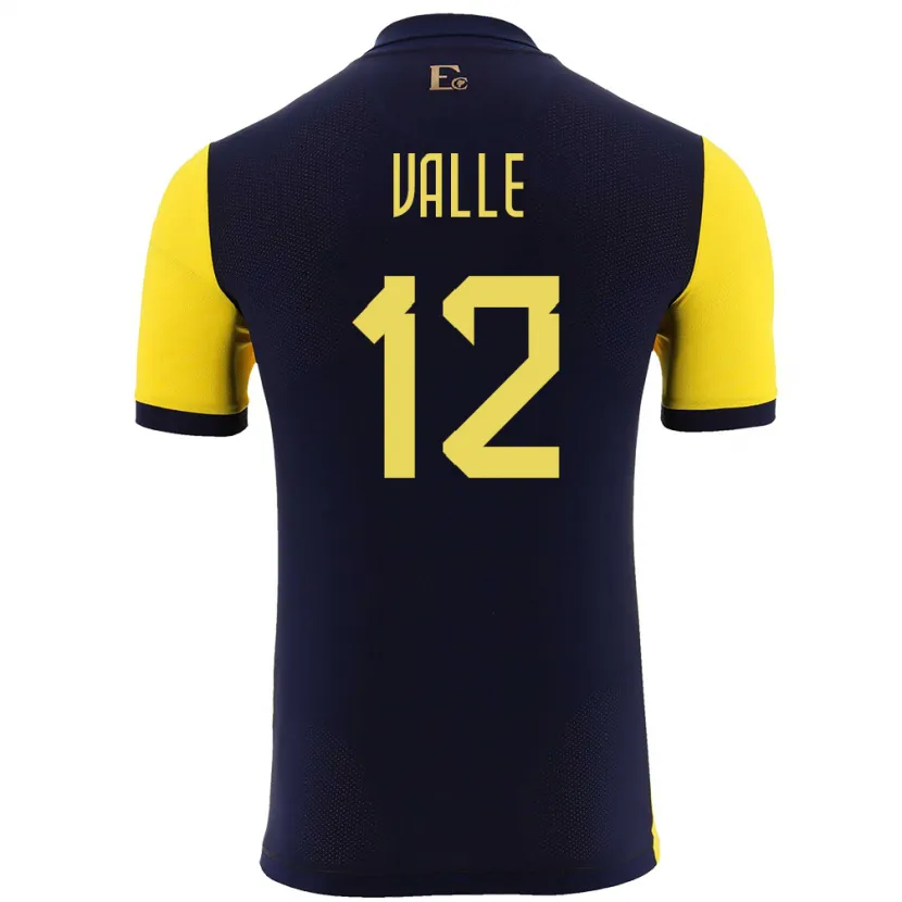 Danxen Femme Maillot Équateur Gonzalo Valle #12 Jaune Tenues Domicile 24-26 T-Shirt