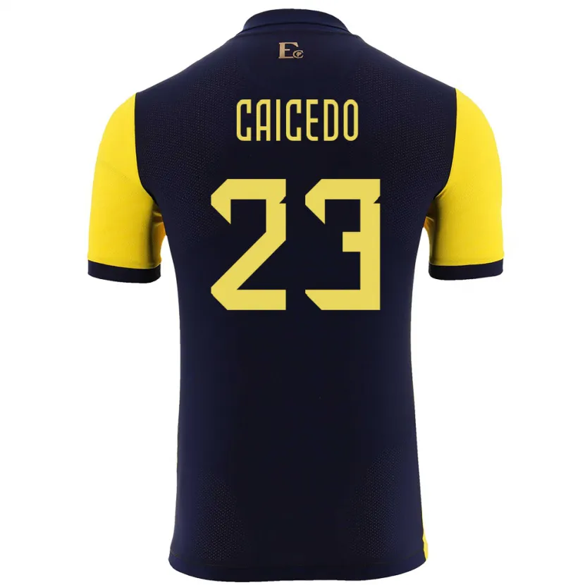 Danxen Femme Maillot Équateur Moises Caicedo #23 Jaune Tenues Domicile 24-26 T-Shirt