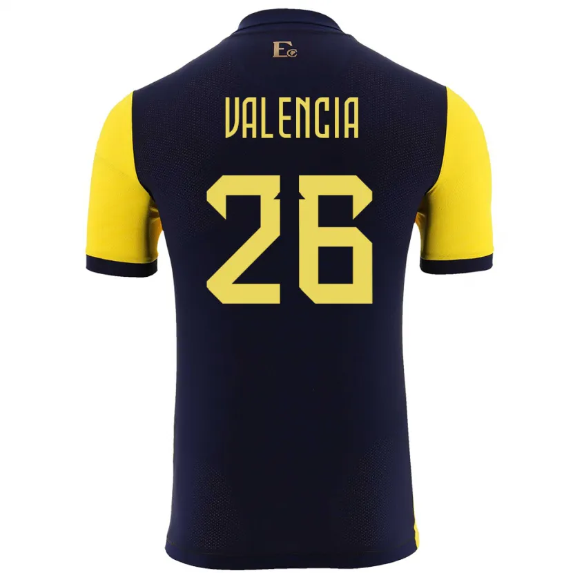 Danxen Femme Maillot Équateur Anthony Valencia #26 Jaune Tenues Domicile 24-26 T-Shirt