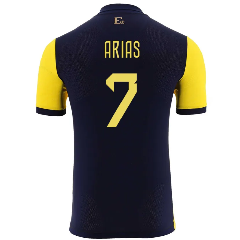 Danxen Femme Maillot Équateur Emily Arias #7 Jaune Tenues Domicile 24-26 T-Shirt
