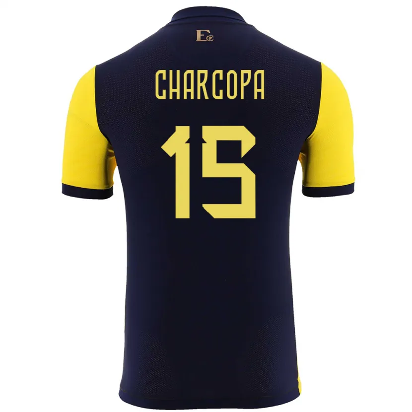 Danxen Femme Maillot Équateur Nicole Charcopa #15 Jaune Tenues Domicile 24-26 T-Shirt