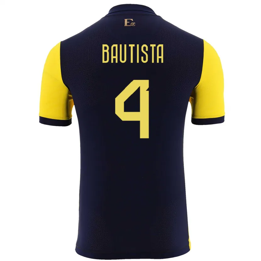Danxen Femme Maillot Équateur Davis Bautista #4 Jaune Tenues Domicile 24-26 T-Shirt