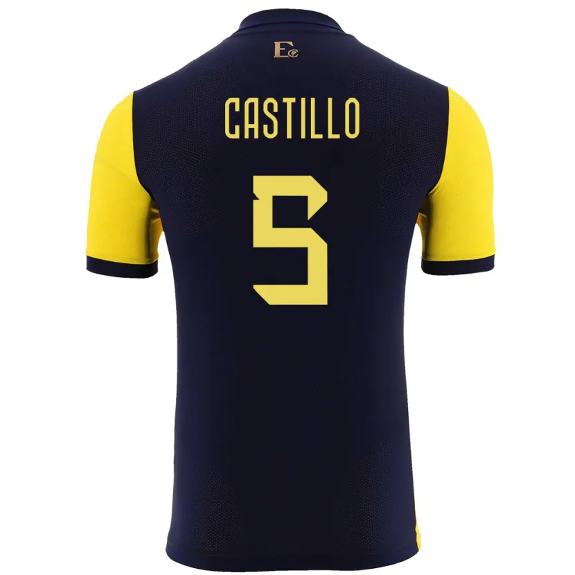 Danxen Femme Maillot Équateur Denil Castillo #5 Jaune Tenues Domicile 24-26 T-Shirt