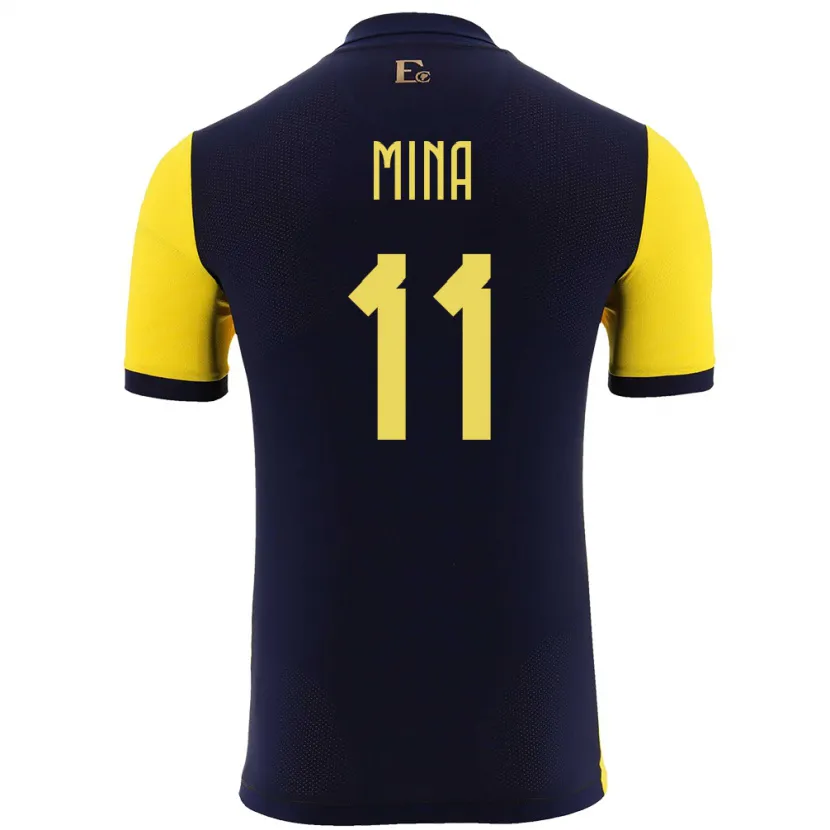Danxen Femme Maillot Équateur Ariel Mina #11 Jaune Tenues Domicile 24-26 T-Shirt