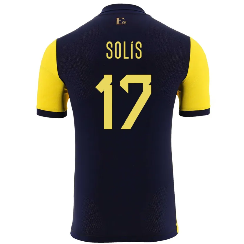 Danxen Femme Maillot Équateur Mathias Solis #17 Jaune Tenues Domicile 24-26 T-Shirt
