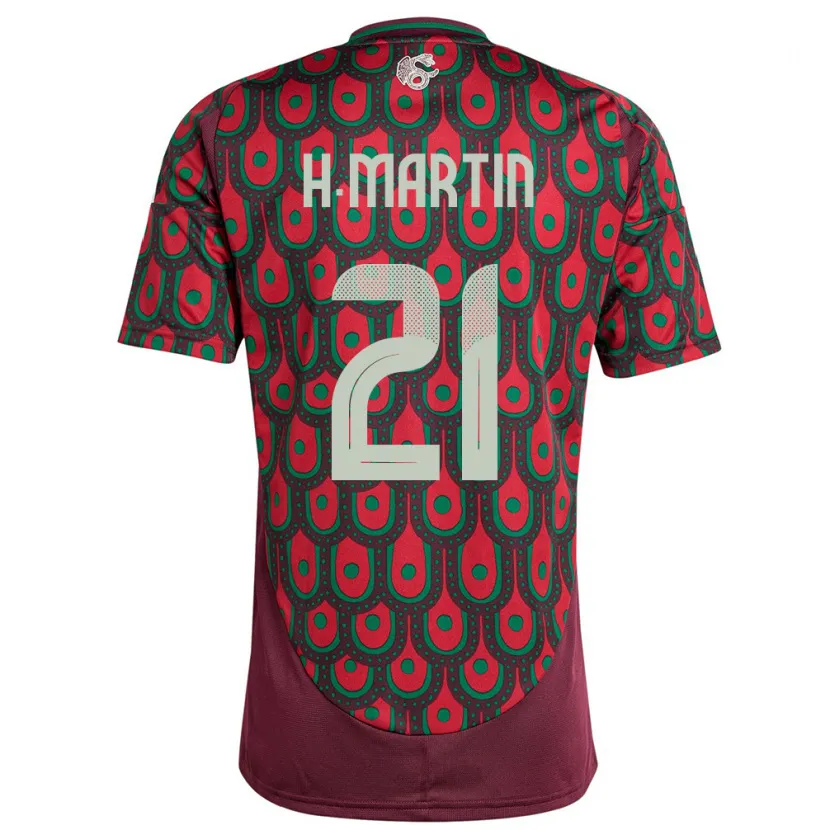 Danxen Femme Maillot Mexique Henry Martin #21 Bordeaux Tenues Domicile 24-26 T-Shirt