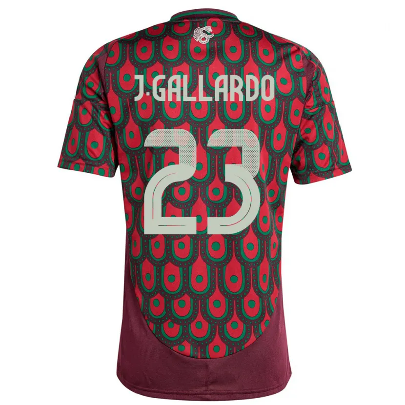 Danxen Femme Maillot Mexique Jesus Gallardo #23 Bordeaux Tenues Domicile 24-26 T-Shirt