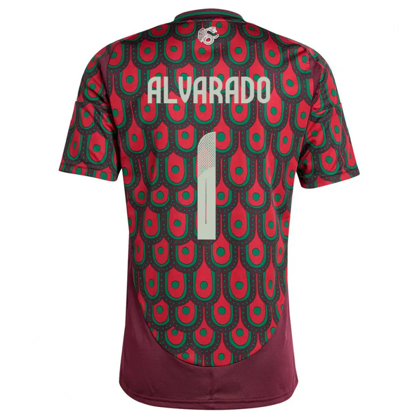 Danxen Femme Maillot Mexique Emily Alvarado #1 Bordeaux Tenues Domicile 24-26 T-Shirt