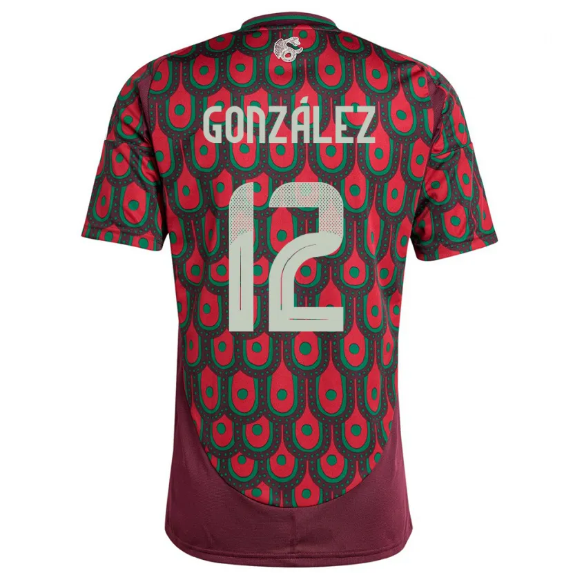 Danxen Femme Maillot Mexique Itzel Gonzalez #12 Bordeaux Tenues Domicile 24-26 T-Shirt