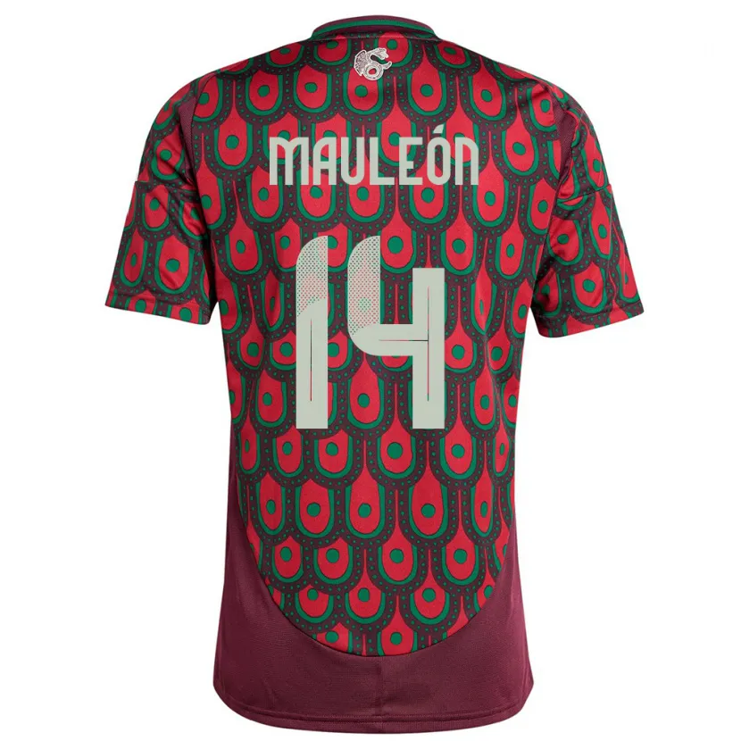 Danxen Femme Maillot Mexique Natalia Mauleon #14 Bordeaux Tenues Domicile 24-26 T-Shirt
