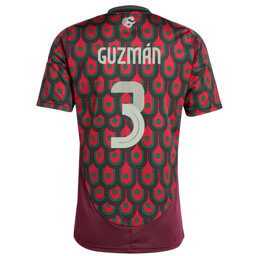 Danxen Femme Maillot Mexique Victor Guzman #3 Bordeaux Tenues Domicile 24-26 T-Shirt