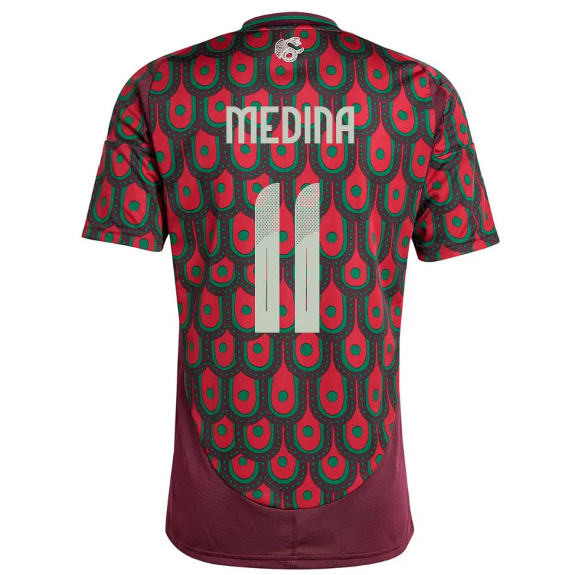 Danxen Femme Maillot Mexique Diego Medina #11 Bordeaux Tenues Domicile 24-26 T-Shirt