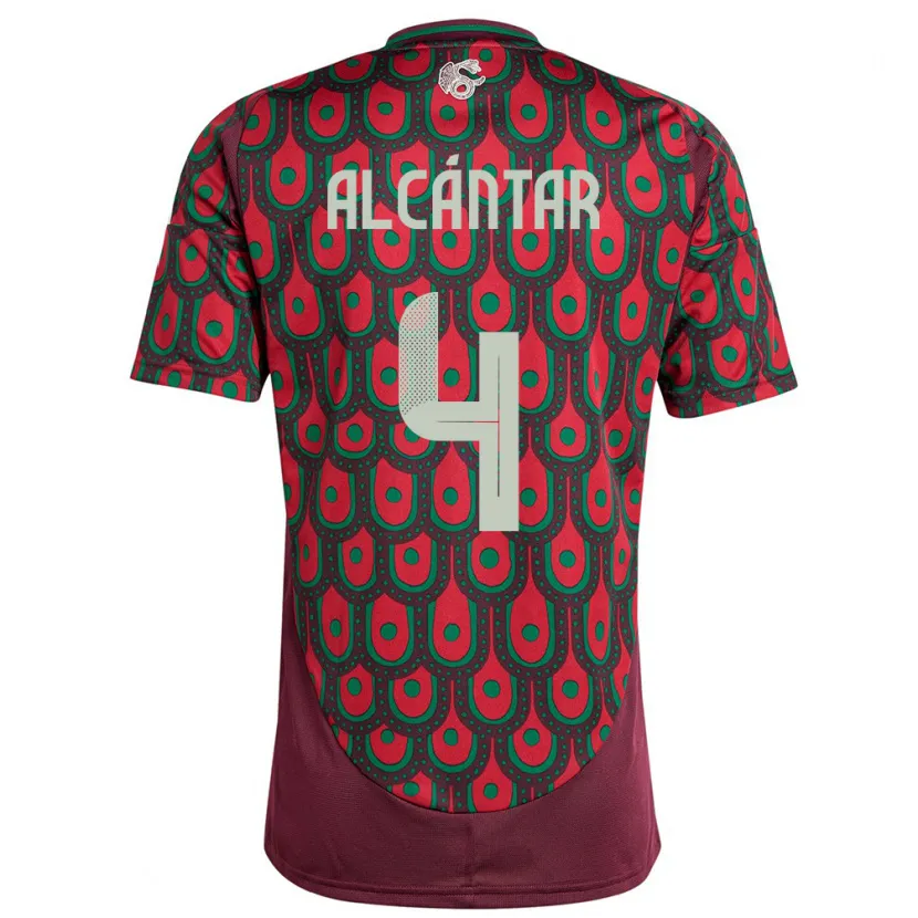 Danxen Femme Maillot Mexique Jesus Alcantar #4 Bordeaux Tenues Domicile 24-26 T-Shirt